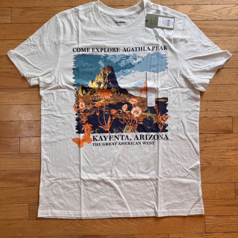 Goodfellow Mens Agathla Peak Kayenta Arizona Graphic‎ T-Shirt White Large NWT
